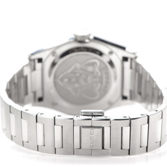 GUCCI Stainless Steel Black Mother of Pearl 115 Pantheon Quartz Watch - Picture 8 of 10